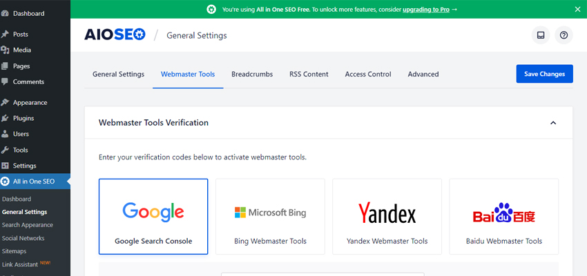 wordpress AIO SEO Plugin